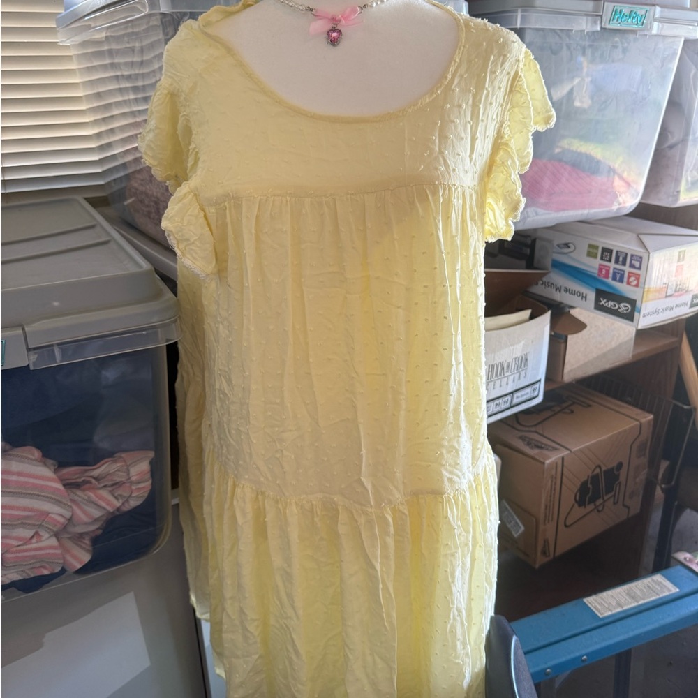 Forever 21 Yellow Flutter Sleeve Sundress